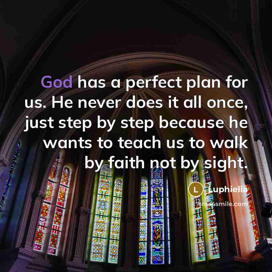 “God has a perfect plan for us. He never does…” quote by Luphielia
