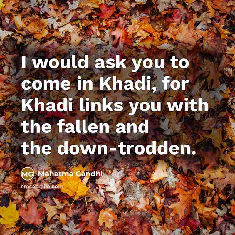 “I would ask you to come in Khadi, for Khadi…” quote by Mahatma Gandhi