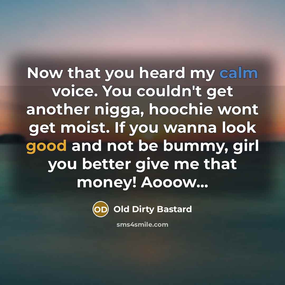 “Now that you heard my calm voice. You couldn't get…” quote by Old Dirty Bastard
