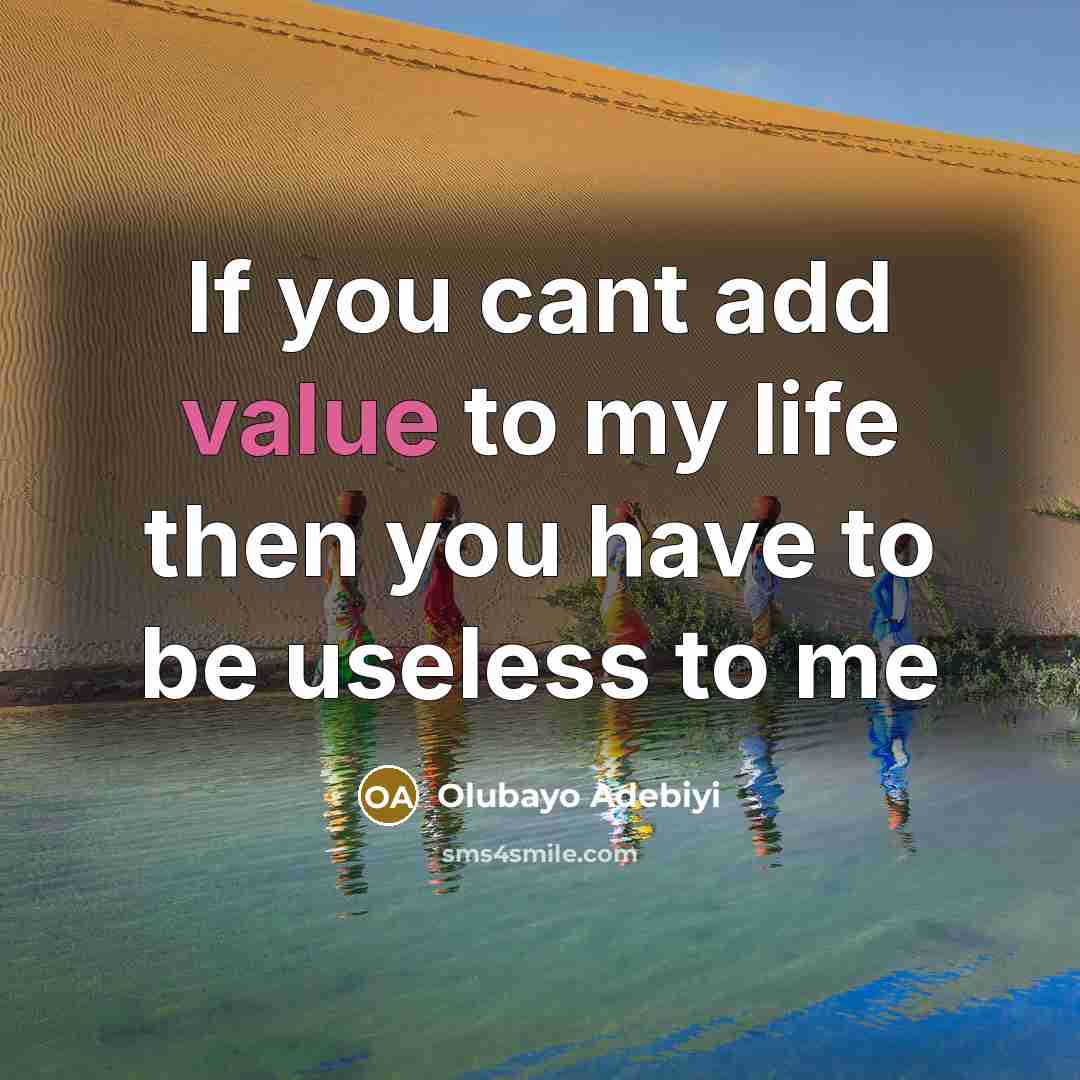 “If you cant add value to my life then you…” quote by Olubayo Adebiyi