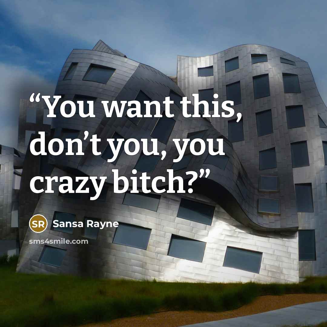 “You want this, don’t you, you crazy bitch?” quote by Sansa Rayne