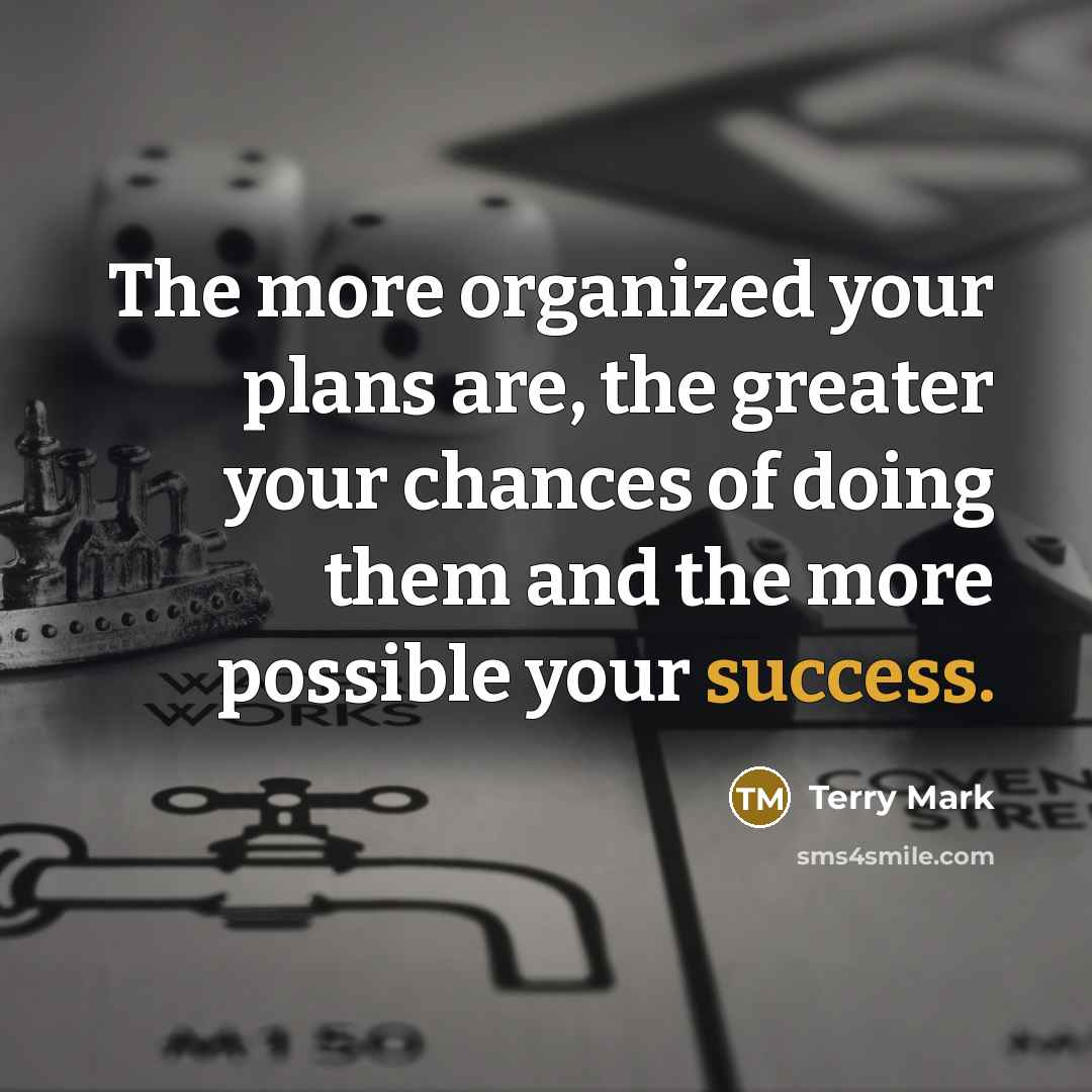 “The more organized your plans are, the greater your chances…” quote by Terry Mark