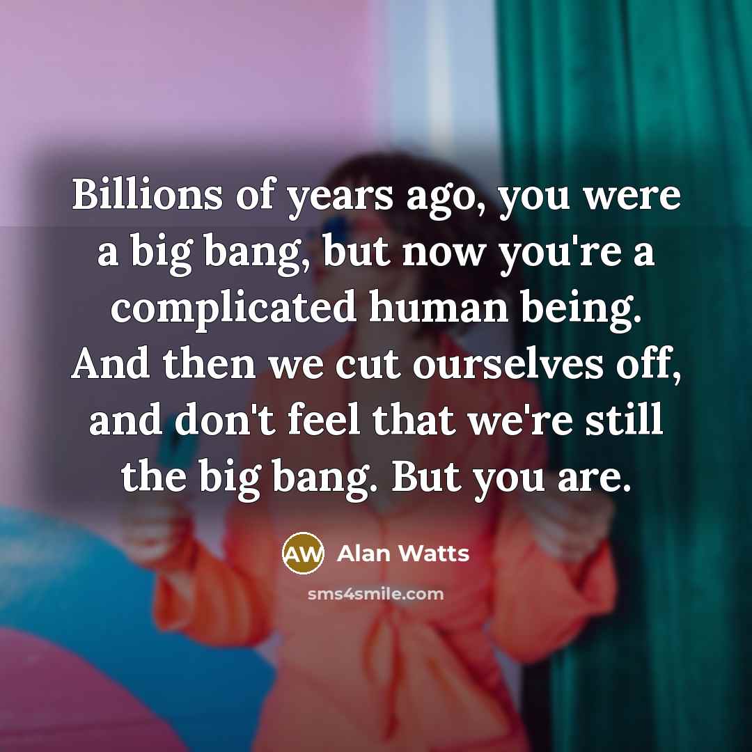 “Billions of years ago, you were a big bang, but…” quote by Alan Watts