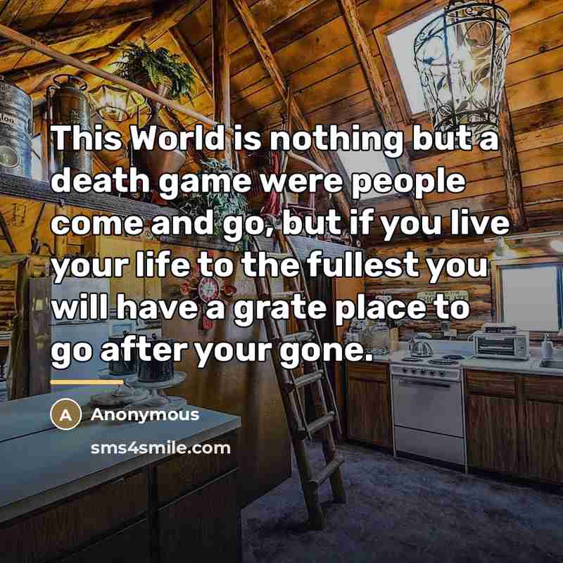 “This World is nothing but a death game were people…” quote by Anonymous