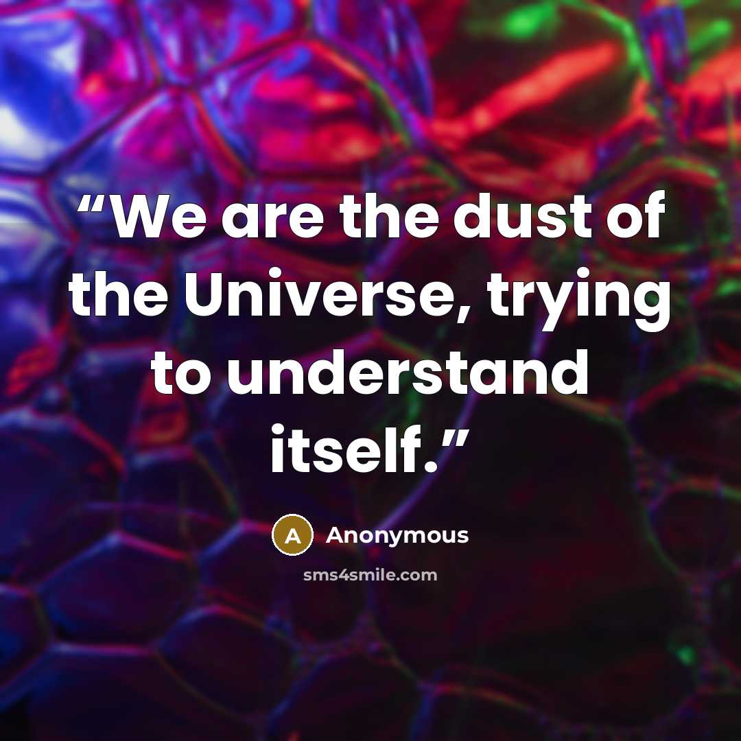 “We are the dust of the Universe, trying to understand itself.” quote by Anonymous