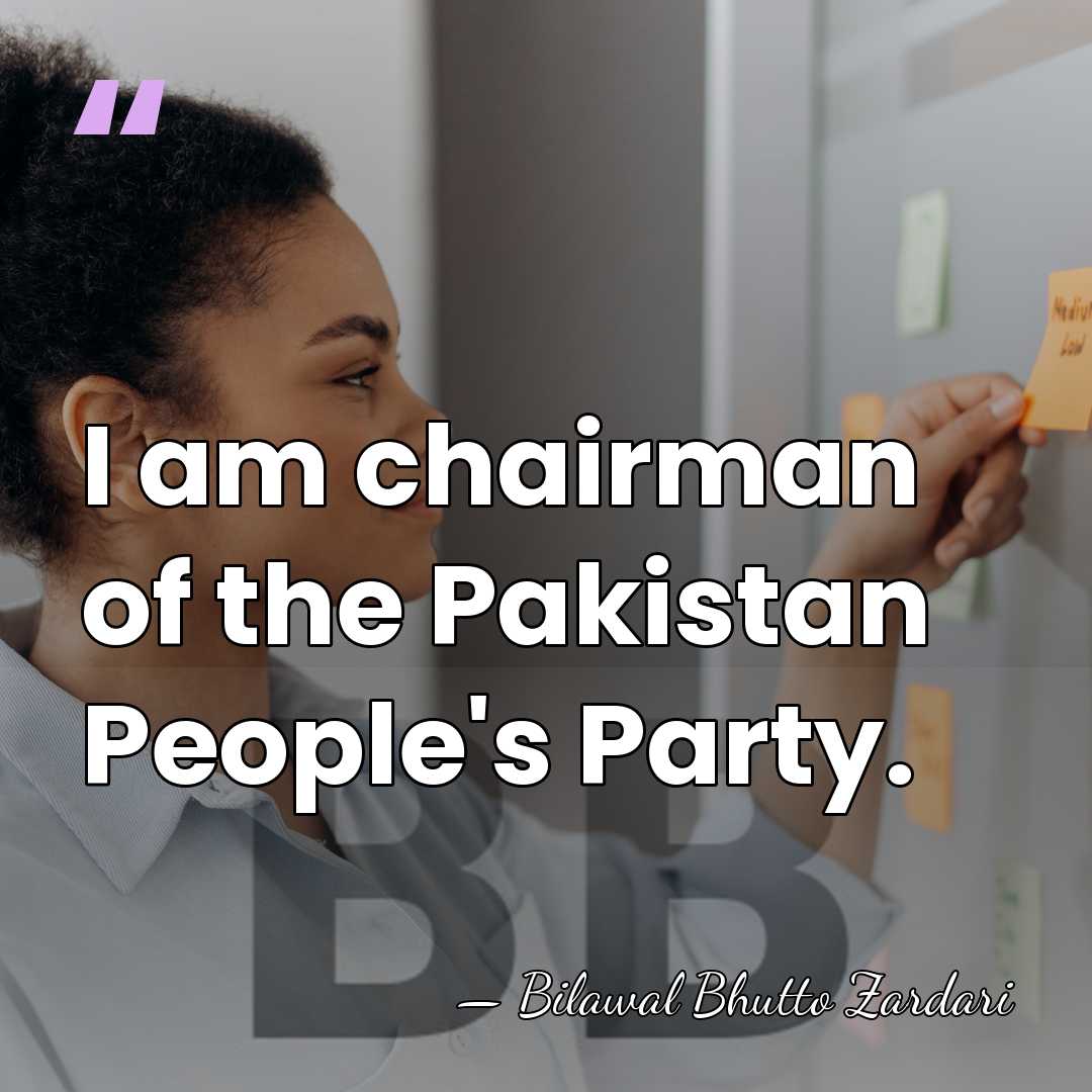 I am chairman of the Pakistan People's Party. - Bilawal Bhutto Zardari