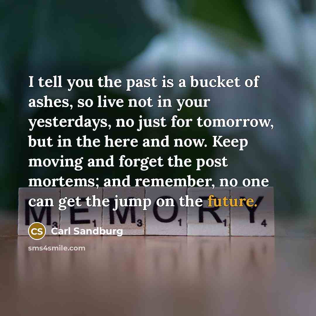 “I tell you the past is a bucket of ashes,…” quote by Carl Sandburg