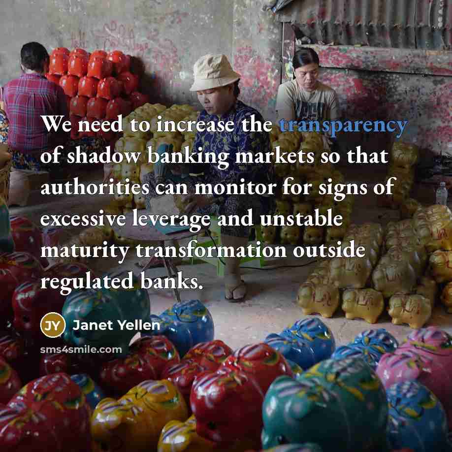 “We need to increase the transparency of shadow banking markets…” quote by Janet Yellen