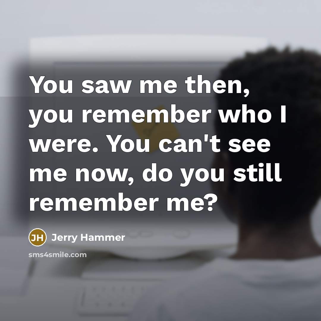 “You saw me then, you remember who I were. You…” quote by Jerry Hammer