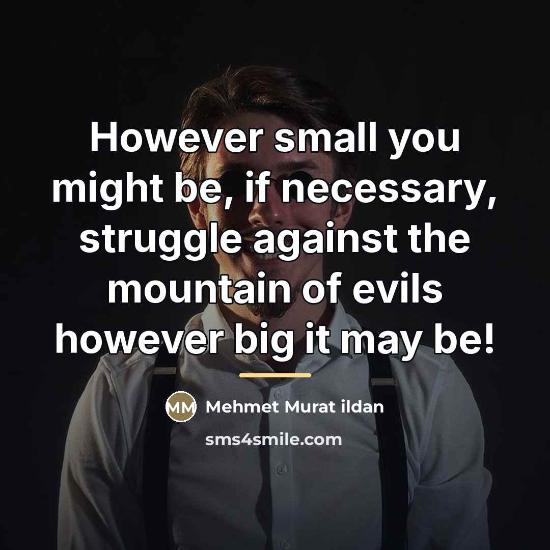“However small you might be, if necessary, struggle against the…” quote by Mehmet Murat Ildan