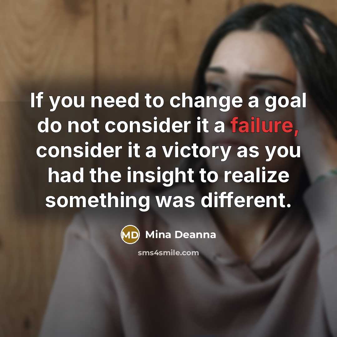 “If you need to change a goal do not consider…” quote by Mina Deanna
