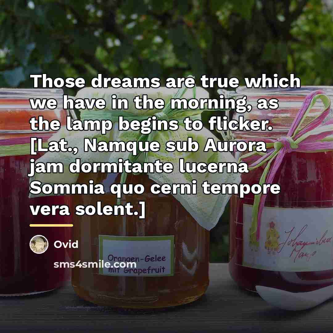 “Those dreams are true which we have in the morning,…” quote by Ovid