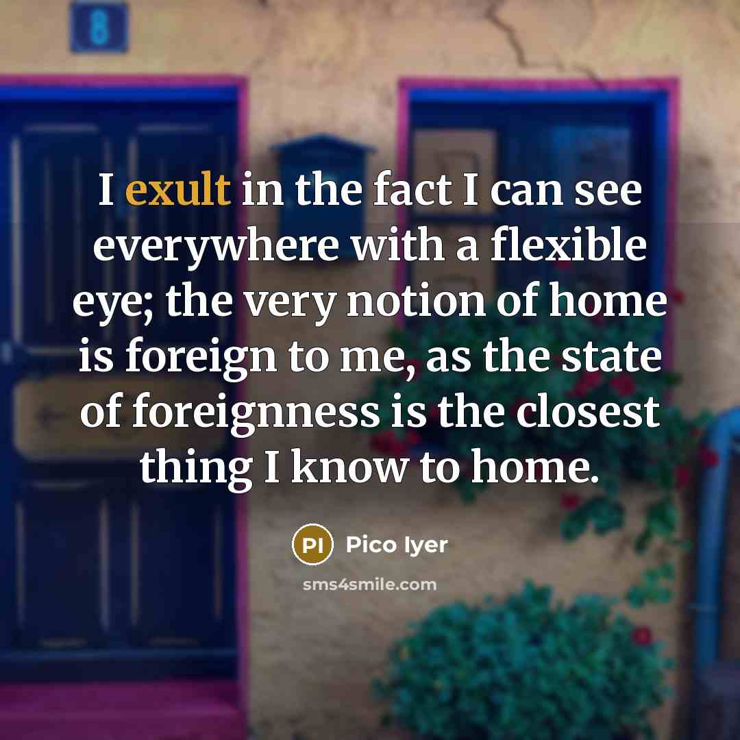 “I exult in the fact I can see everywhere with…” quote by Pico Iyer
