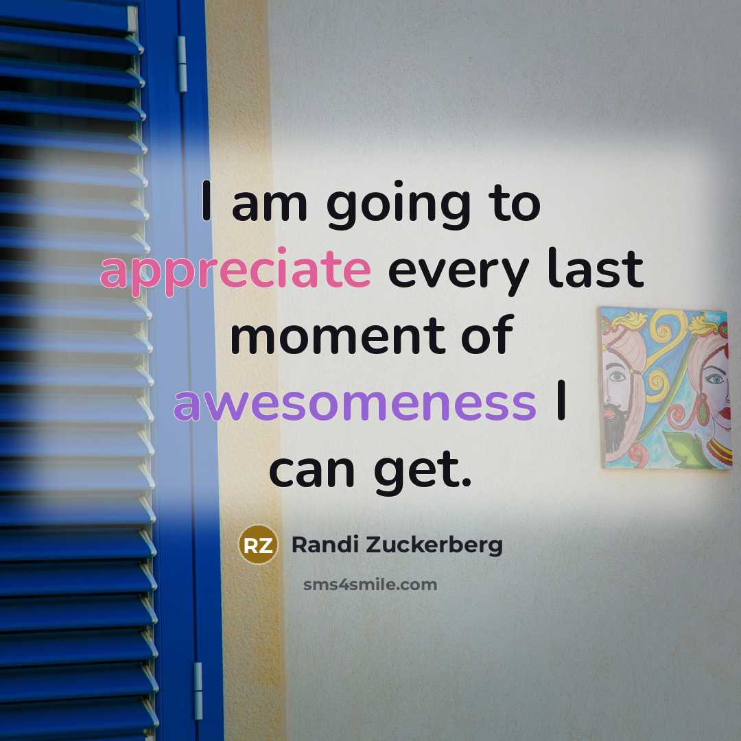 “I am going to appreciate every last moment of awesomeness…” quote by Randi Zuckerberg