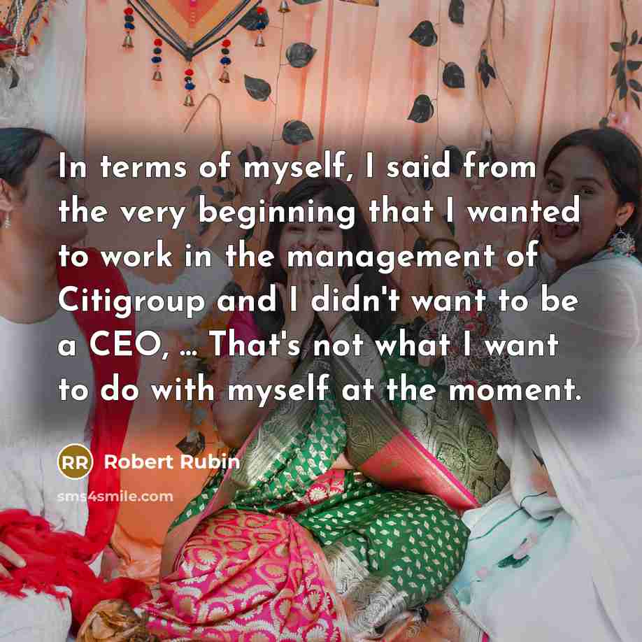 “In terms of myself, I said from the very beginning…” quote by Robert Rubin