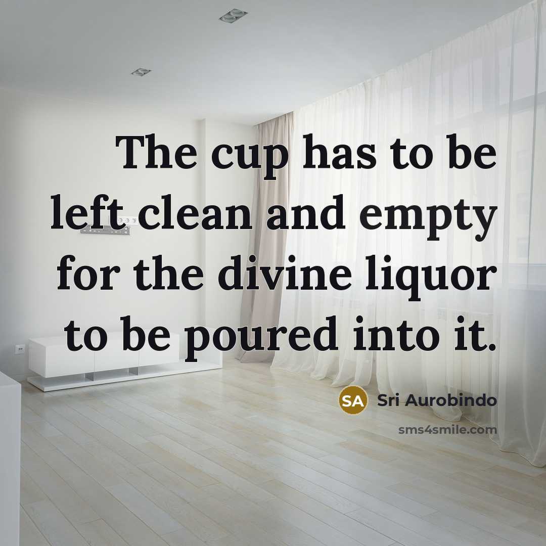 “The cup has to be left clean and empty for…” quote by Sri Aurobindo