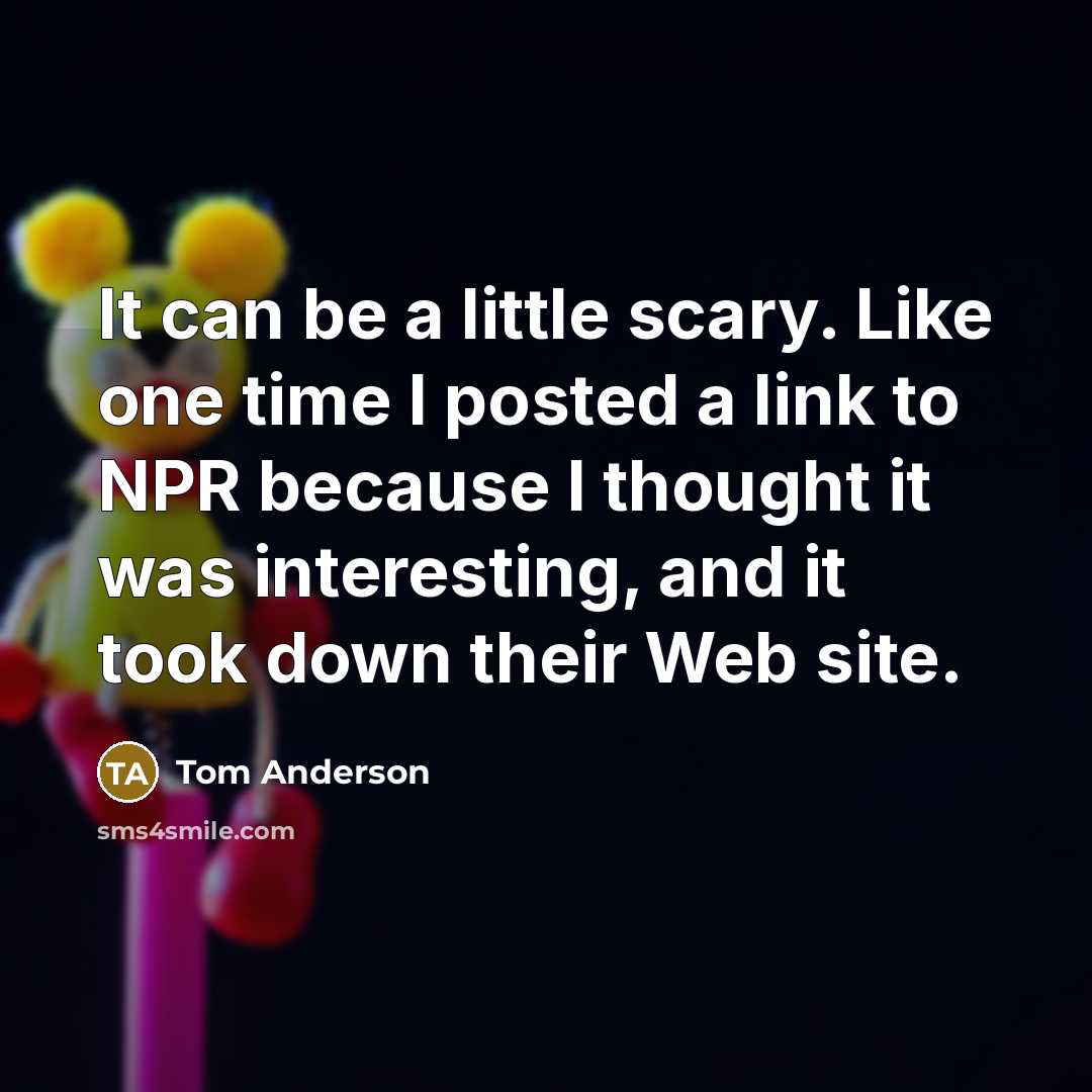 “It can be a little scary. Like one time I…” quote by Tom Anderson