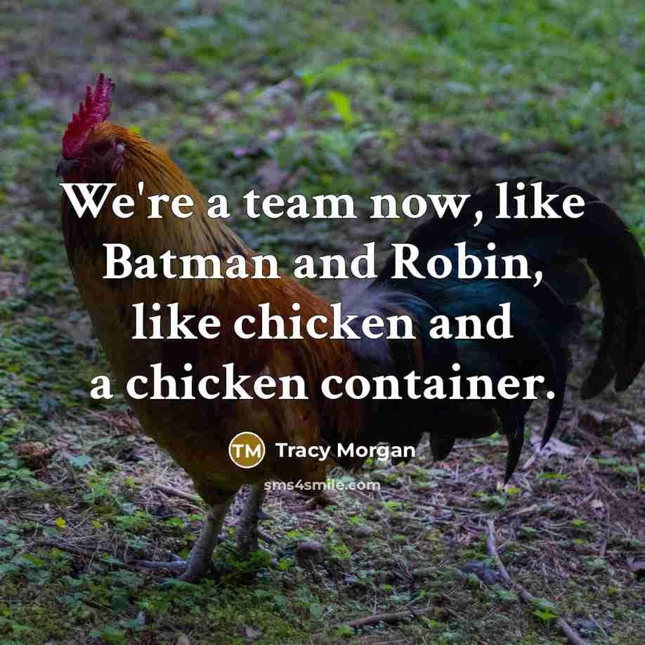 “We're a team now, like Batman and Robin, like chicken and a chicken container.” quote by Tracy Morgan