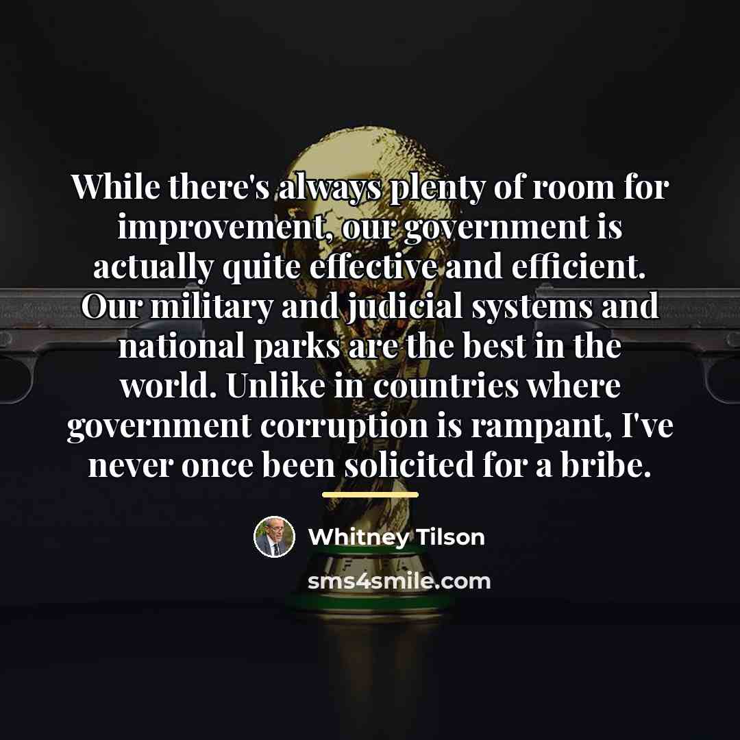 “While there's always plenty of room for improvement, our government…” quote by Whitney Tilson