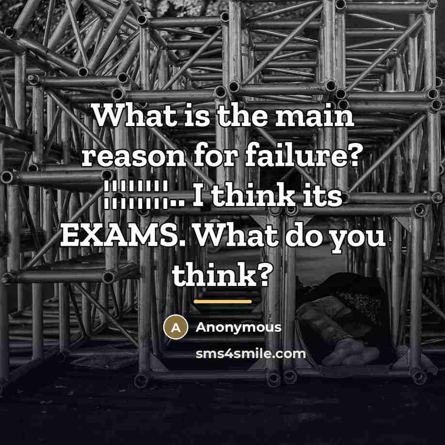 “What is the main reason for failure? ¦¦¦¦¦¦¦¦.. I think…” quote by Anonymous