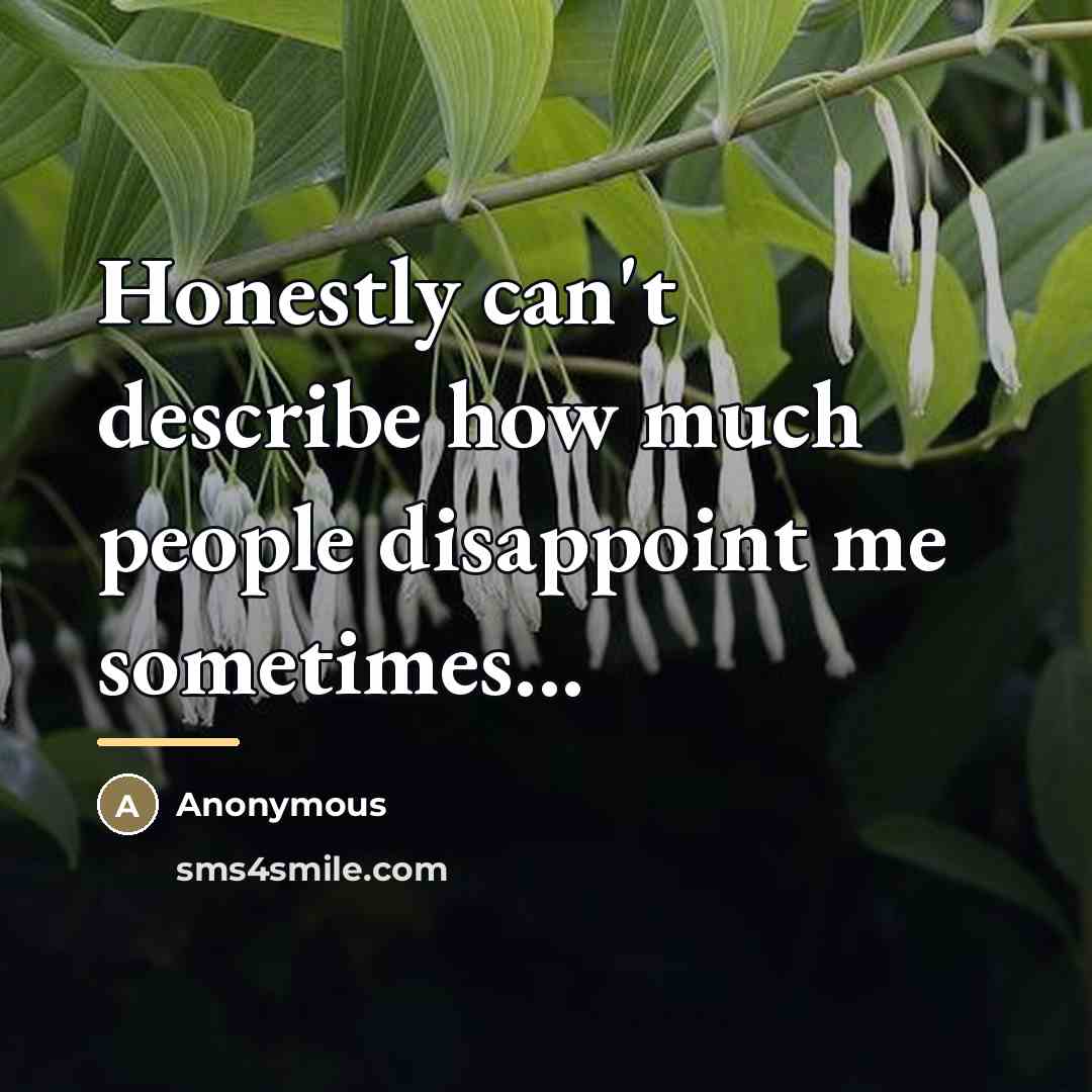“Honestly can't describe how much people disappoint me sometimes...…” quote by Anonymous
