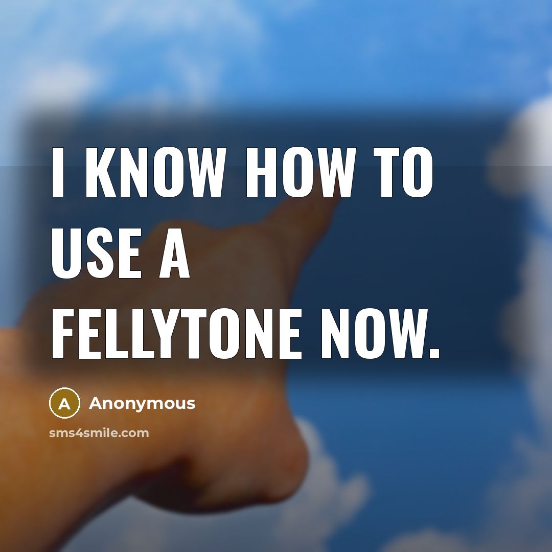 “I know how to use a fellytone now.…” quote by Anonymous