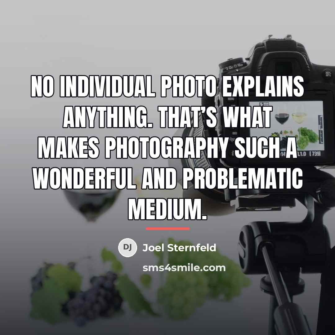 “No individual photo explains anything. That’s what makes photography such…” quote by Joel Sternfeld
