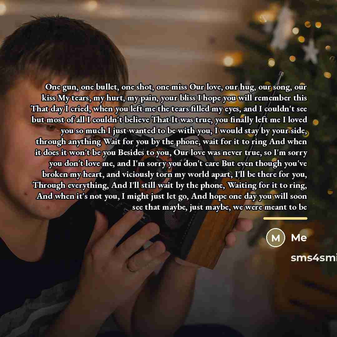 “One gun, one bullet, one shot, one miss Our love,…” quote by Me
