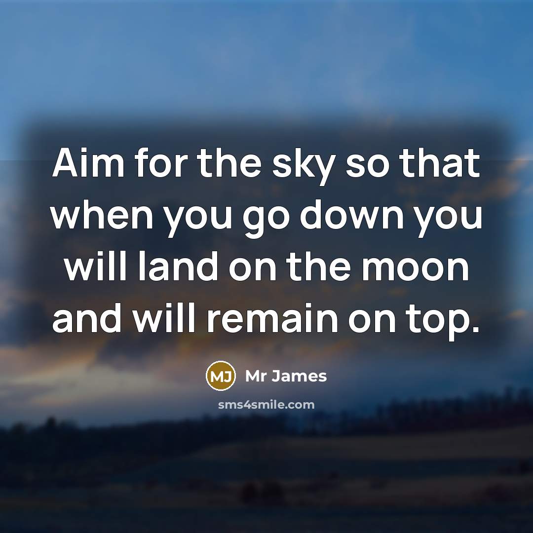 “Aim for the sky so that when you go down…” quote by Mr James