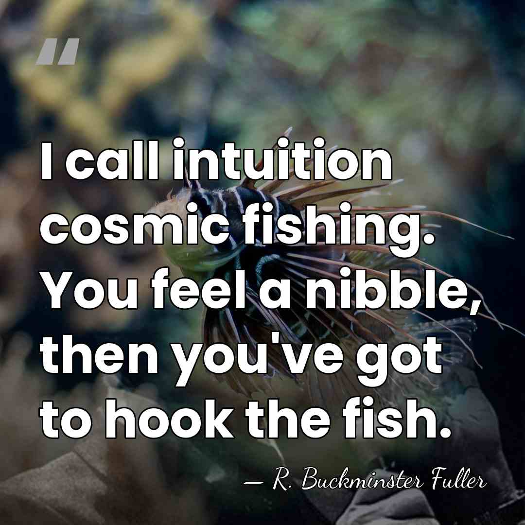 I call intuition cosmic fishing. You feel a nibble, then you've got&hellip; - R. Buckminster Fuller
