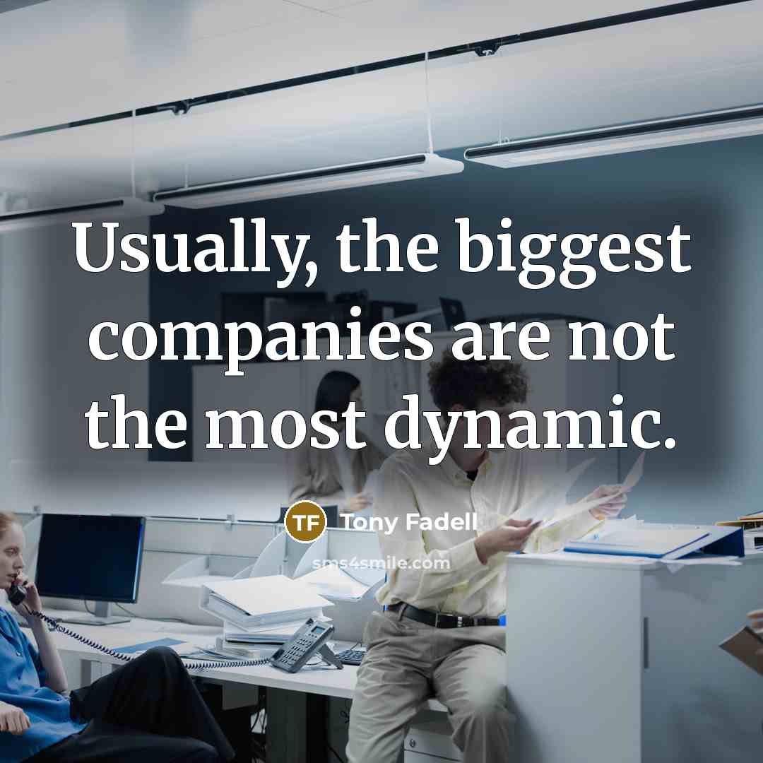 “Usually, the biggest companies are not the most dynamic.…” quote by Tony Fadell