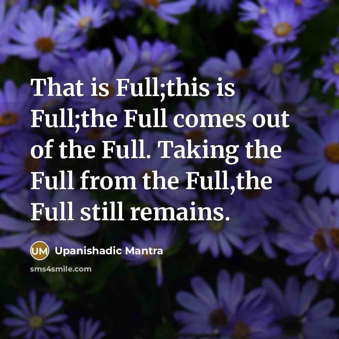 “That is Full;this is Full;the Full comes out of the Full. Taking the Full from the Full,the Full still remains.” quote by Upanishadic Mantra