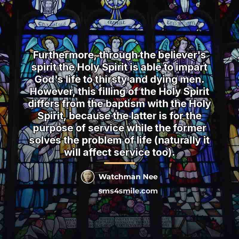 “Furthermore, through the believer's spirit the Holy Spirit is able…” quote by Watchman Nee