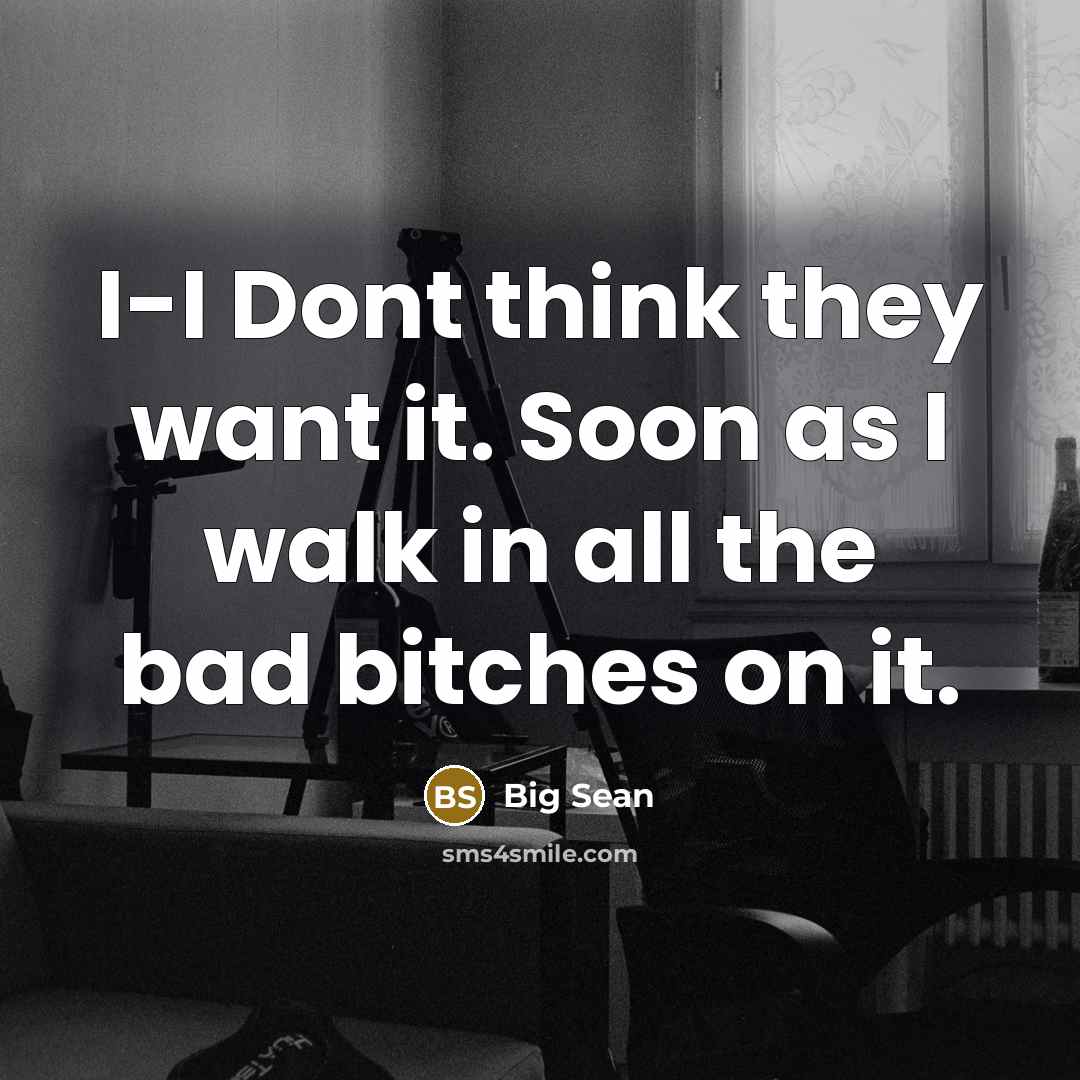“I-I Dont think they want it. Soon as I walk…” quote by Big Sean