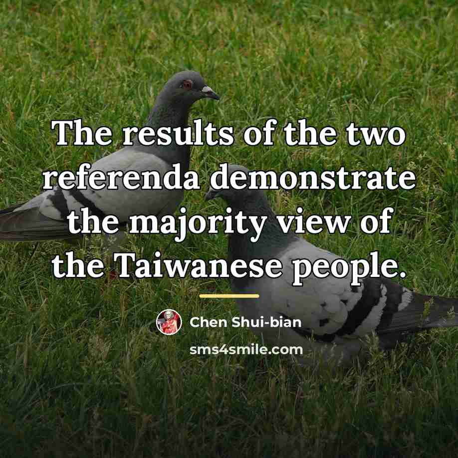 “The results of the two referenda demonstrate the majority view…” quote by Chen Shui-bian