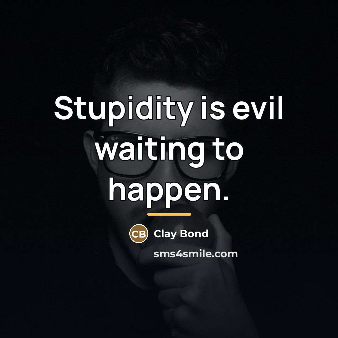 “Stupidity is evil waiting to happen.…” quote by Clay Bond