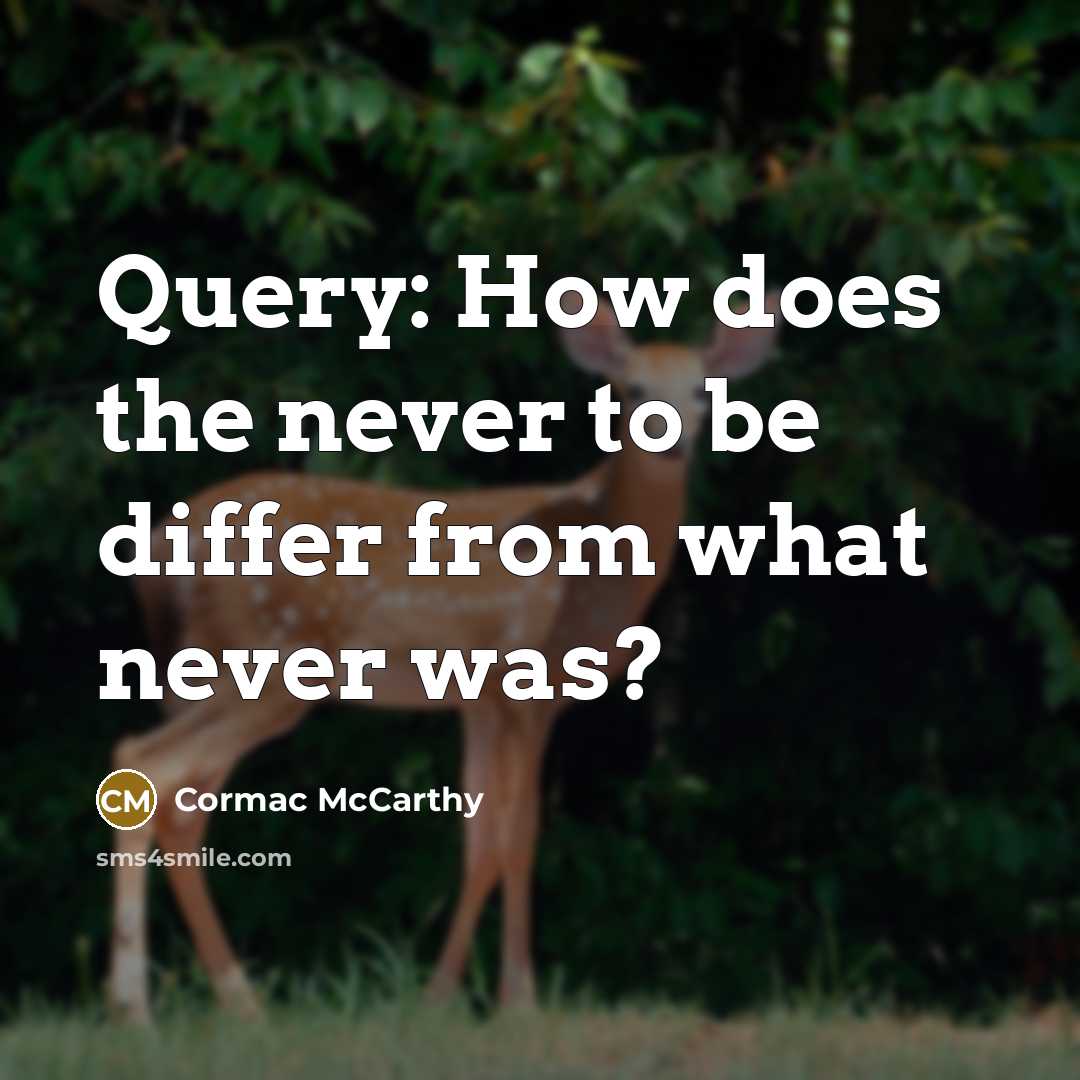 “Query: How does the never to be differ from what never was?” quote by Cormac McCarthy
