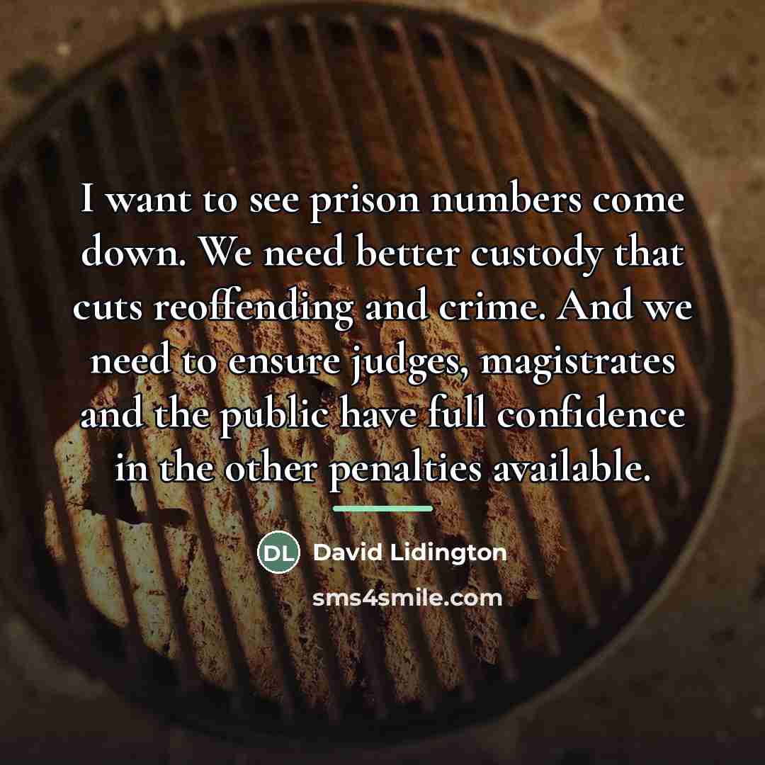 “I want to see prison numbers come down. We need…” quote by David Lidington