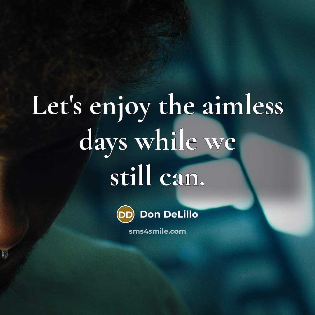 “Let's enjoy the aimless days while we still can.” quote by Don DeLillo