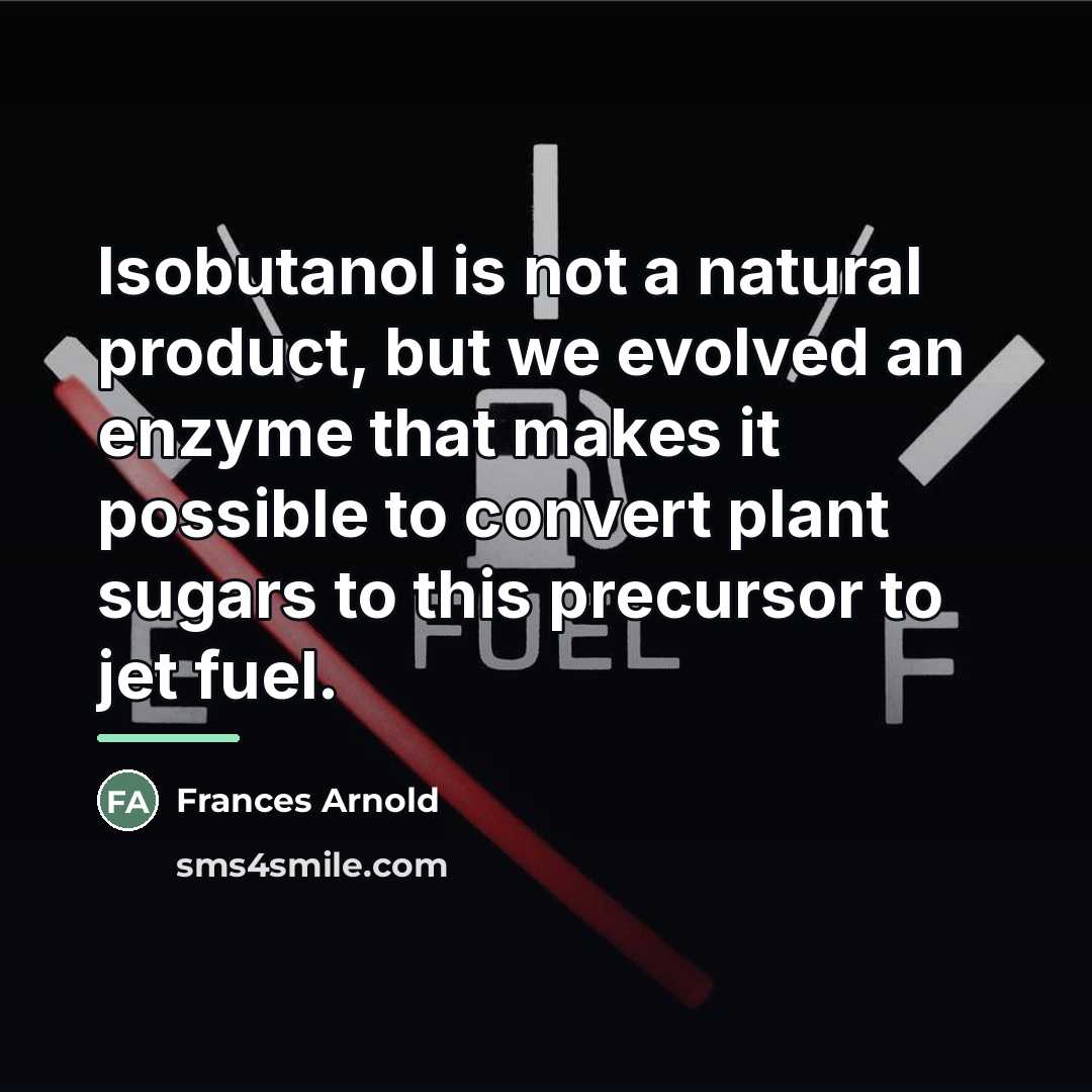 “Isobutanol is not a natural product, but we evolved an…” quote by Frances Arnold
