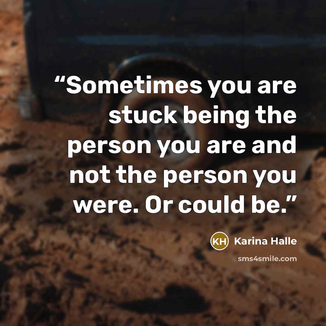 “Sometimes you are stuck being the person you are and not the person you were. Or could be.” quote by Karina Halle