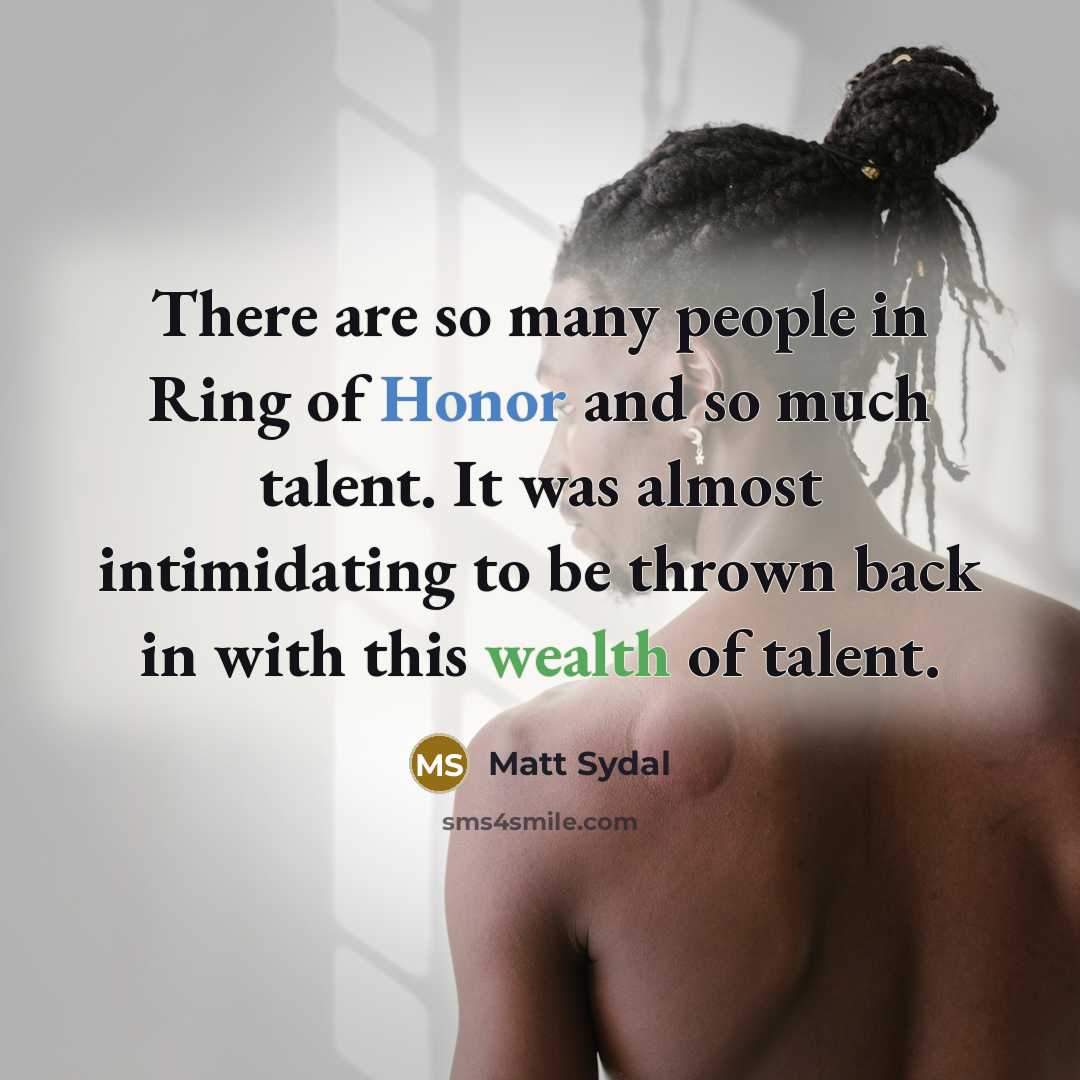 “There are so many people in Ring of Honor and…” quote by Matt Sydal