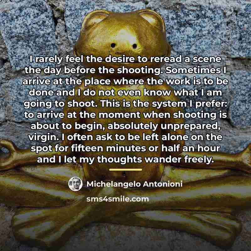 “I rarely feel the desire to reread a scene the…” quote by Michelangelo Antonioni