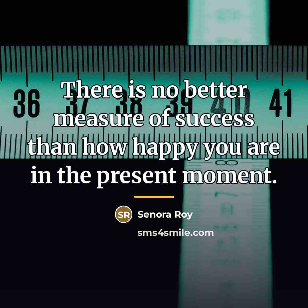 “There is no better measure of success than how happy…” quote by Senora Roy