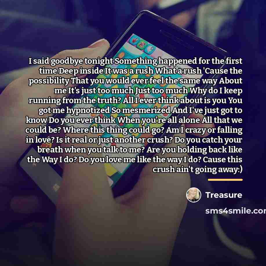 “I said goodbye tonight Something happened for the first time…” quote by Treasure