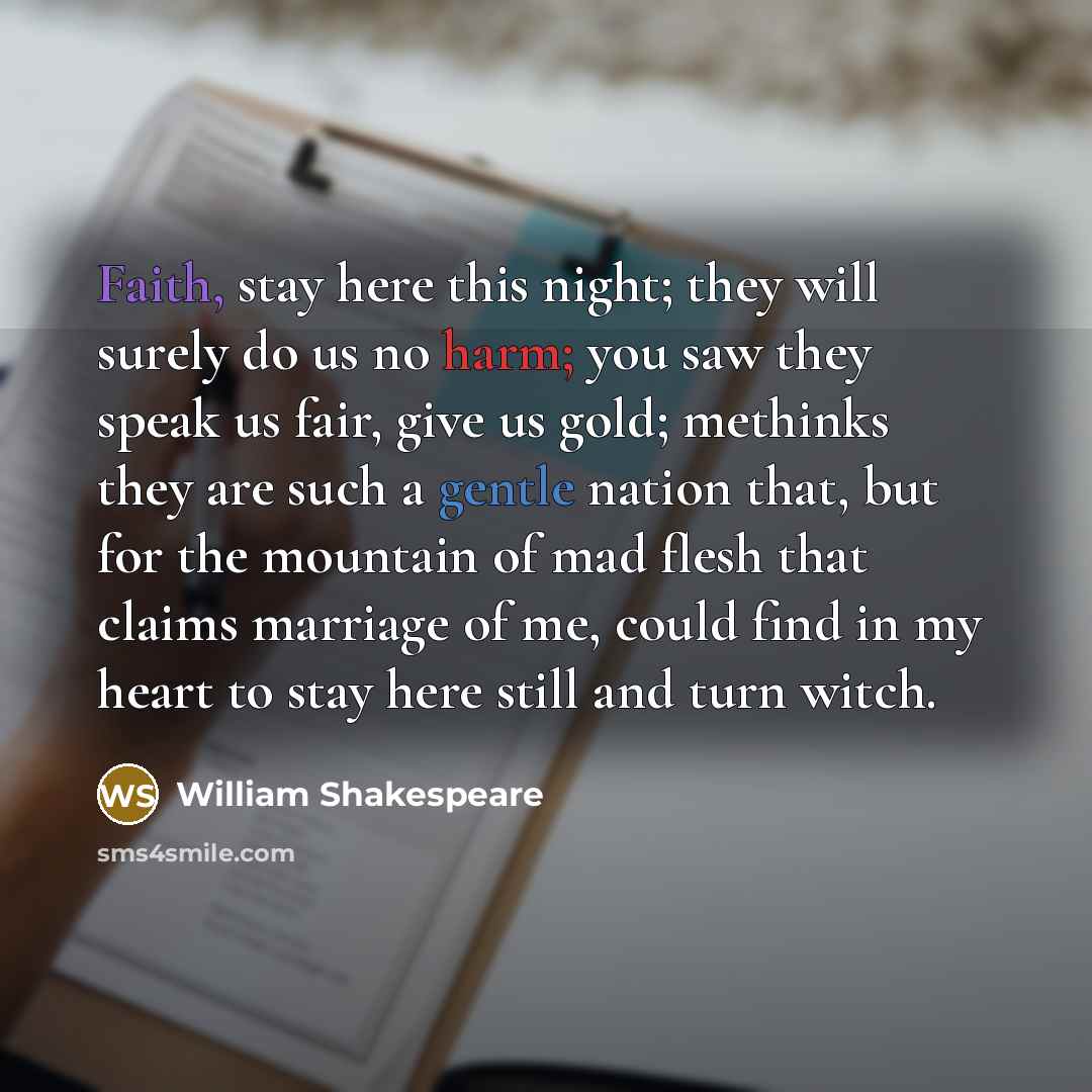 “Faith, stay here this night; they will surely do us…” quote by William Shakespeare