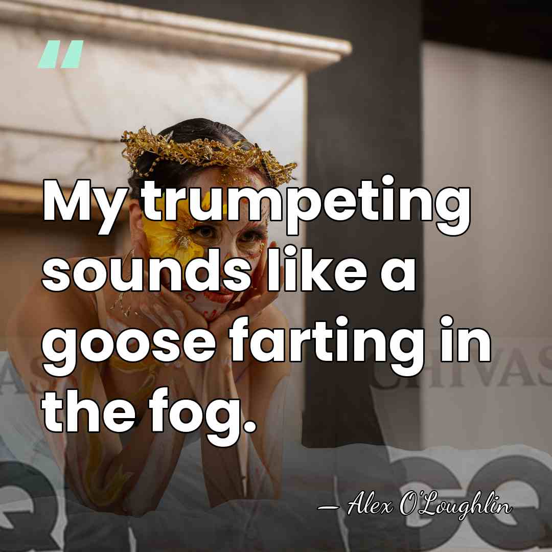 My trumpeting sounds like a goose farting in the fog. - Alex O'Loughlin