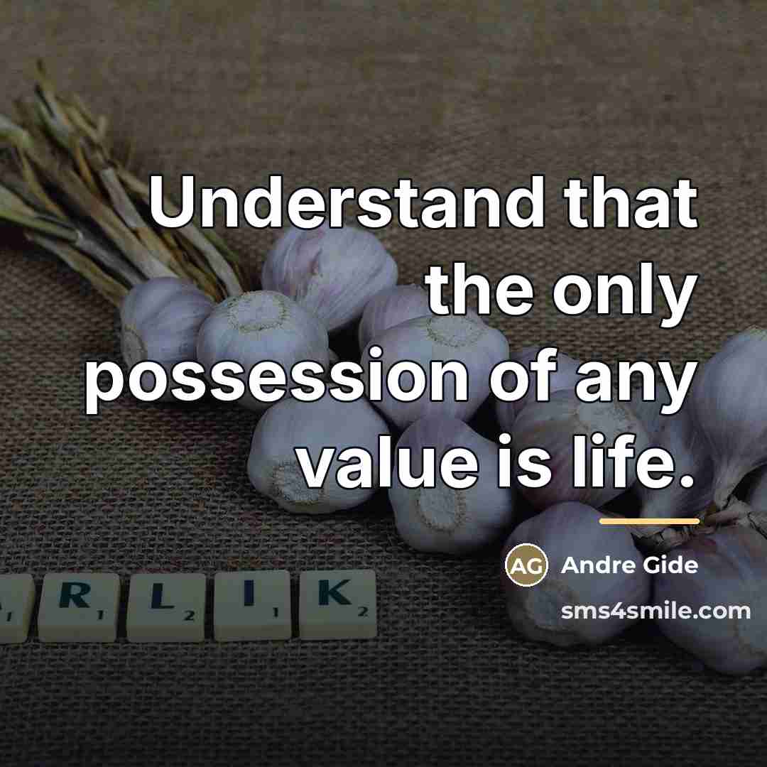 “Understand that the only possession of any value is life.…” quote by Andre Gide