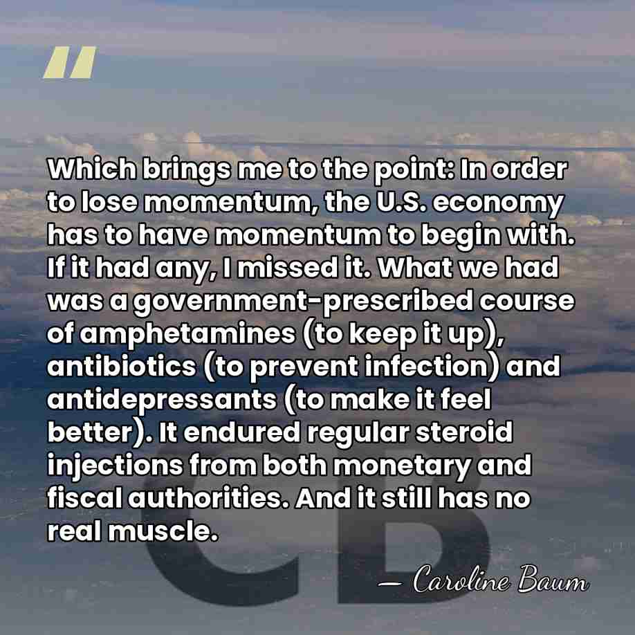 Which brings me to the point: In order to lose momentum, the&hellip; - Caroline Baum