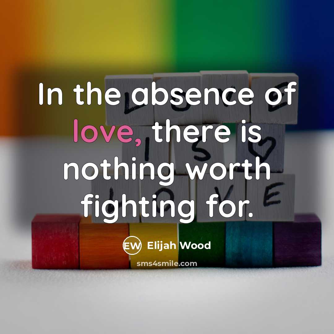 “In the absence of love, there is nothing worth fighting…” quote by Elijah Wood